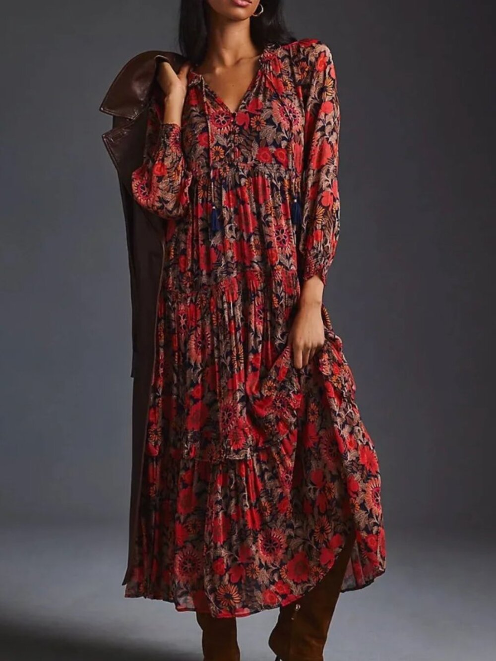 Anthropologie Marais Printed Chiffon Maxi Dress